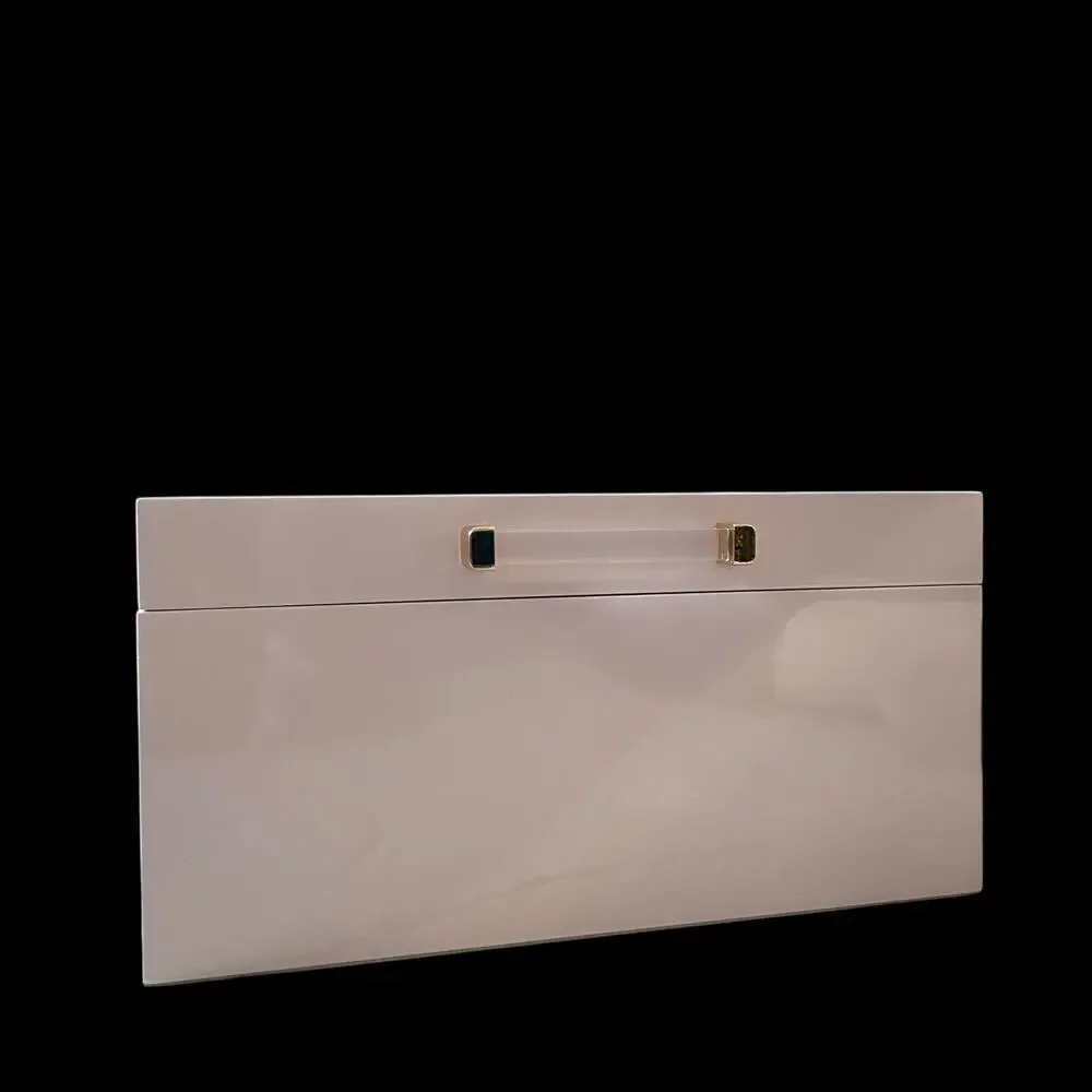 Pastel Pink Jewelry Box Organizer with Acrylic Handle 10.25